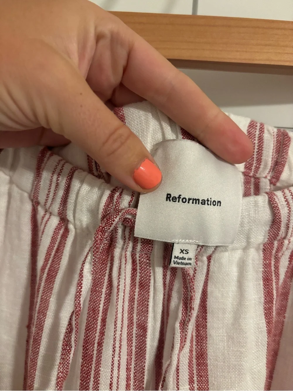 REFORMATION Olina Linen Pants Avignon Stripe Size XS